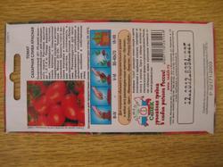 Упаковка семян помидоров "Сахарная слива красная" с обратной стороны. Описание.